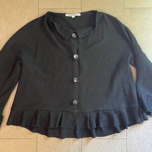 Alexia Von Beck Black Boiled Wool Cardigan Sweater jacket-Large/XL